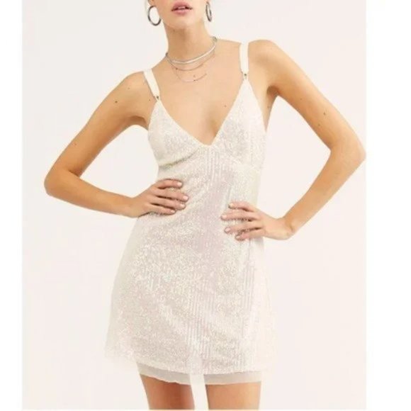 Free People Gold Rush Sequin Pearl Dress. XS,S,M,L - Picture 5 of 15
